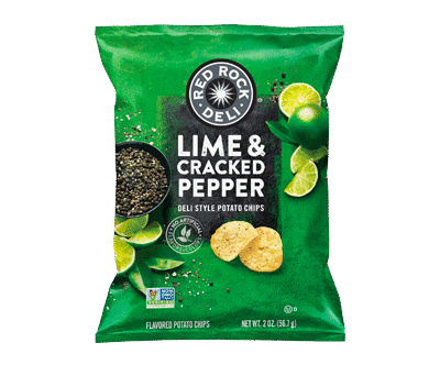 Red Rock Deli Style Potato Chips, Lime & Cracked Pepper, 2 Ounce (12 Count)