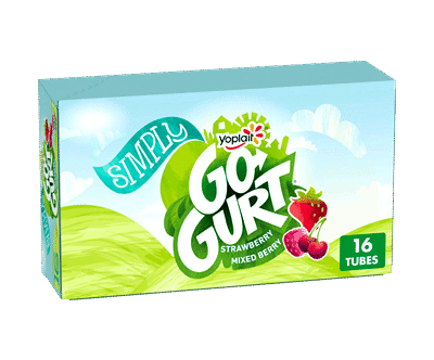 Simply Go-GURT Strawberry and Mixed Berry Kids Low Fat Yogurt Variety Pack, Gluten Free, 2 oz. Yogurt Tubes (16 Count)